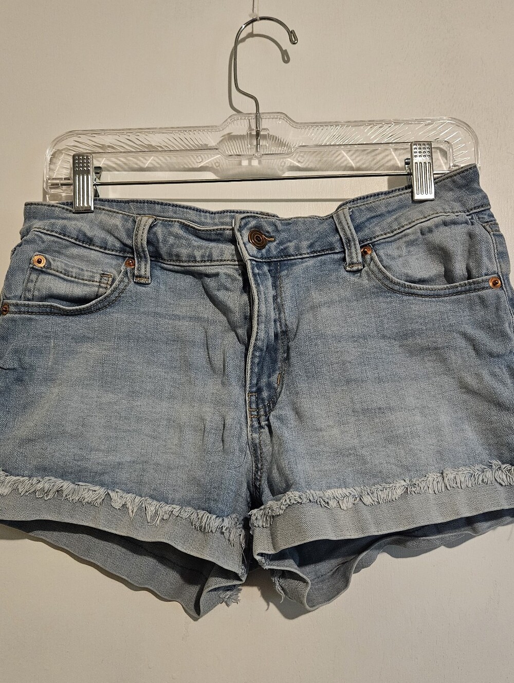 Re Generation Womens Light Wash Denim Shorts Size Junior 9 Cuffed Raw Hem Summer